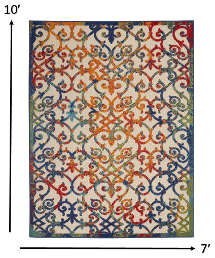 7 x 10 Rainbow Colored Indoor Outdoor Area Rug