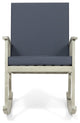 Beulah Outdoor Acacia Wood Rocking Chair, Light Gray Finish, Dark Gray