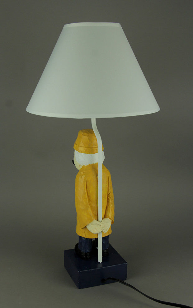 Carved Wood Look Yellow Sea Captain Table Lamp