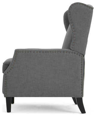 GDF Studio Weyland Contemporary Fabric Wingback Pushback Recliner, Charcoal