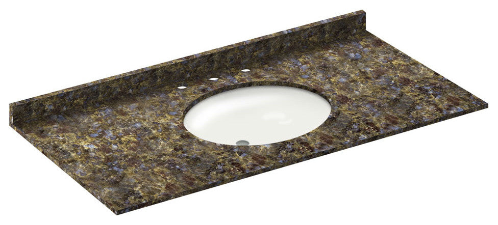 49x22 Blue Butterfly Granite Vanity Countertops, 8 Faucet Spread