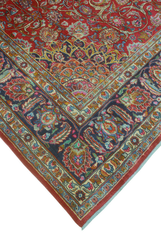 Fine Vintage Distressed Coby Red/Navy Rug, 9'6 x 13'4