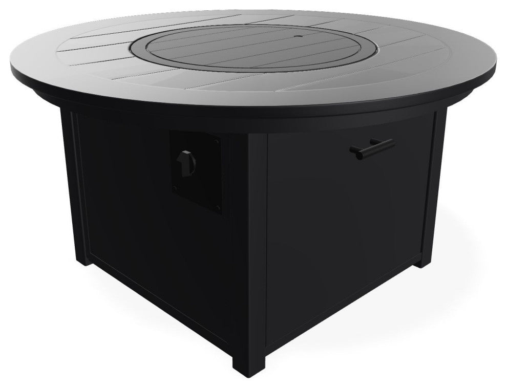 42" Marine Grade Fire Table with Propane Shelf, Black/Black