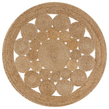 Cassia Round Natural Jute Boho Circle, Natural, 6' Round