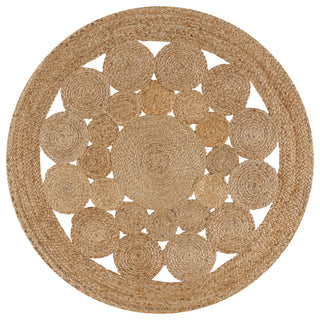 Cassia Round Natural Jute Boho Circle, Natural, 6' Round