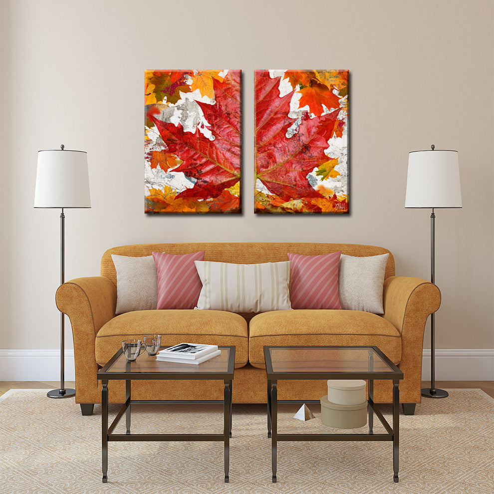 Fall Ink XXII, Canvas Wall Art 2-Piece Canvas Art Set, 20"