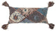 Teal Tan Tribal Corner Tasseled Lumbar Pillow