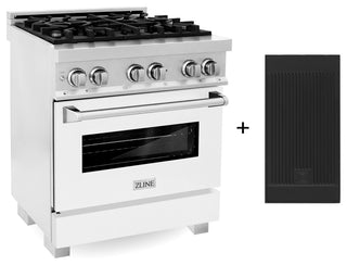 ZLINE 30" Dual Fuel Range With Griddle and White Matte Door
