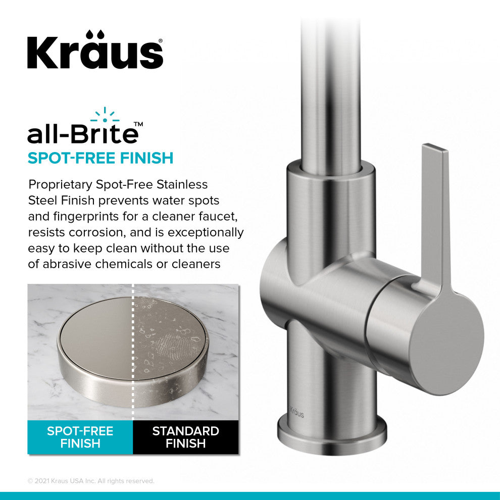 Britt Commercial Style 3-Function Pull-Down 1-Handle 1-Hole Kitchen Faucet, Spot Free Stainless Steel (Filter Kff-1691sfs)