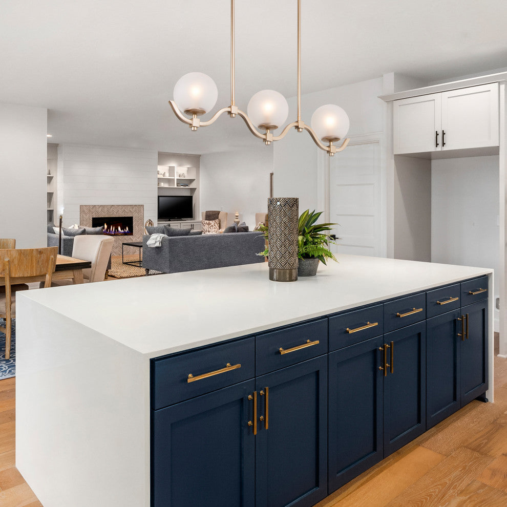LALUZ 30-in Gold and Frosted Glass Modern Linear Kitchen Island Lighting
