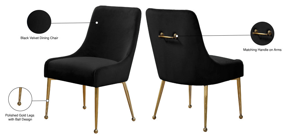 Owen Velvet Dining Chair, Set of 2, Black
