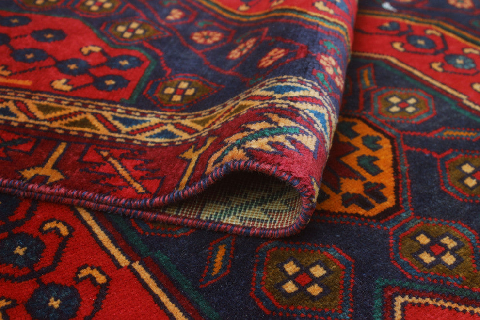 Fine Vintage Distressed Layla Rust/Navy Runner, 3'9x9'9