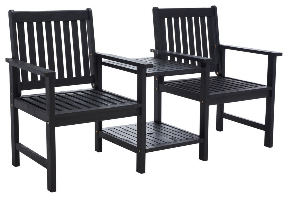 Safavieh Outdoor Brea Twin Seat Bench Black