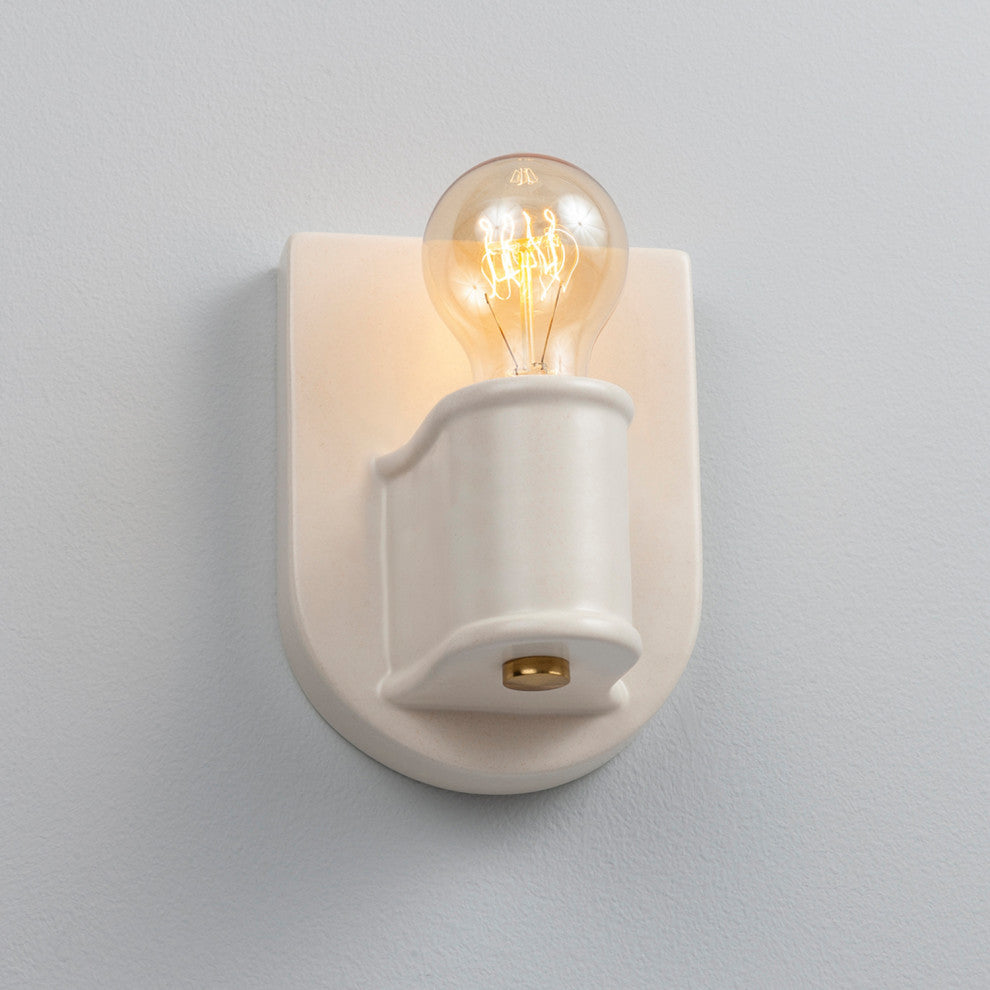 Nouveau Wall Sconce, Matte White, Polished Brass