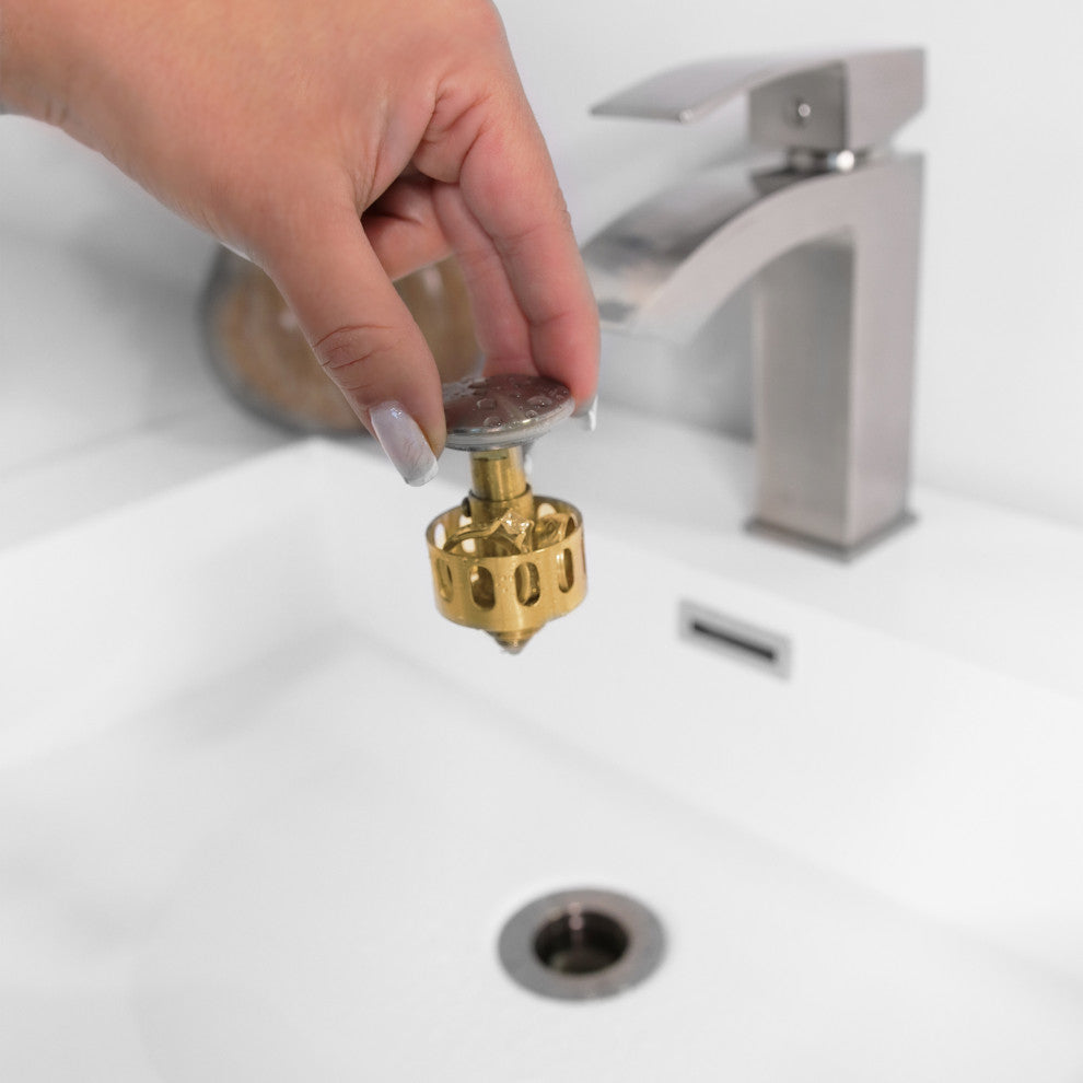 STYLISH Brushed Nickel Pop-Up Bathroom Sink with Overflow Set of Two