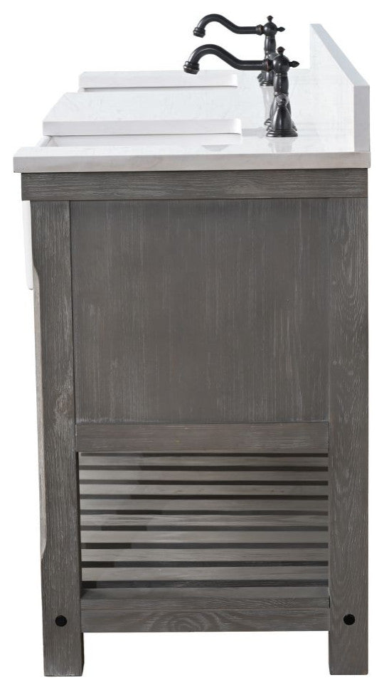 Wesley 72" Bathroom Vanity, Weathered Gray