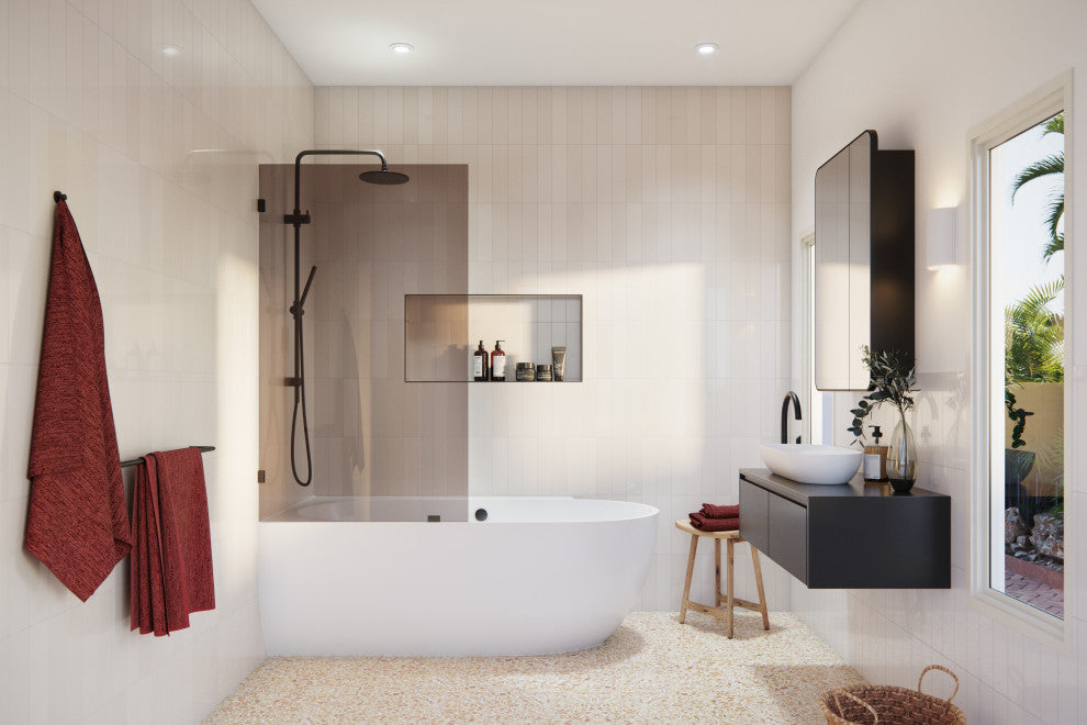 Bathtub Single Fixed Panels, Matte Black