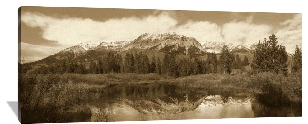 "Easely Peak, Boulder Mountains, Idaho - Sepia" Artwork, 75" x 30"