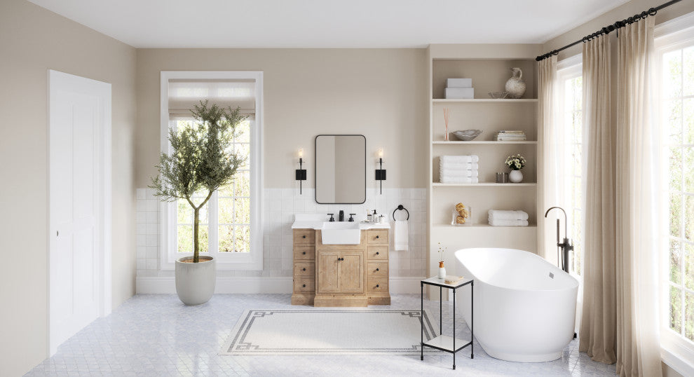Fermo Bath Vanity, Weathered Fir, 48", Single Sink, Freestanding