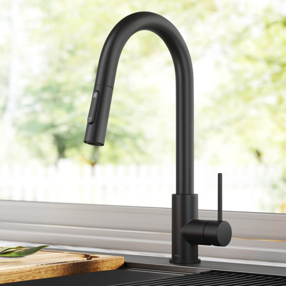 Oletto Pull-Down 1-Hole Kitchen Faucet, Matte Black, Model Kpf-3104mb