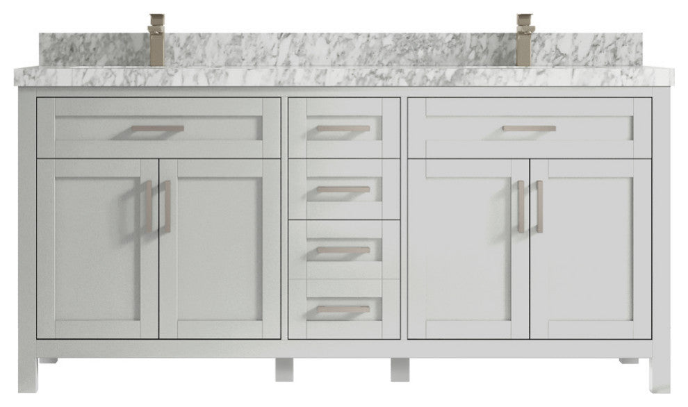 Cambridge 72 Double Sink Bath Vanity in Coventry Gray 2" Carrara Marble