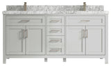 Cambridge 72 Double Sink Bath Vanity in Coventry Gray 2" Carrara Marble