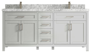 Cambridge 72 Double Sink Bath Vanity in Coventry Gray 2" Carrara Marble