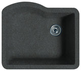 Swan 24x21x9.5 Granite Undermount Kitchen Sink, 1-Hole, Nero