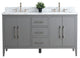 Vanity Art Bathroom Vanity With Sink, Cashmere Gray, 60", Double Sink, Brushed Nickel