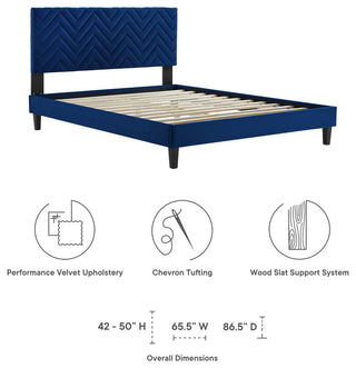 Leah Chevron Tufted Performance Velvet Queen Platform Bed