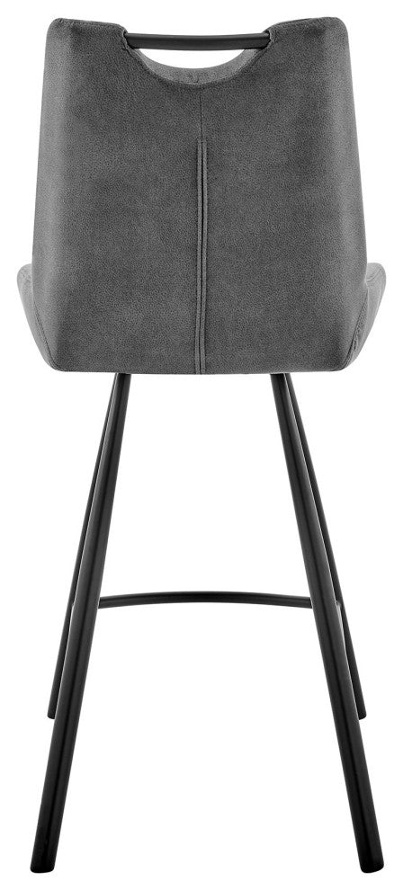 30" Black Fabric and Black Metal Bar Stool