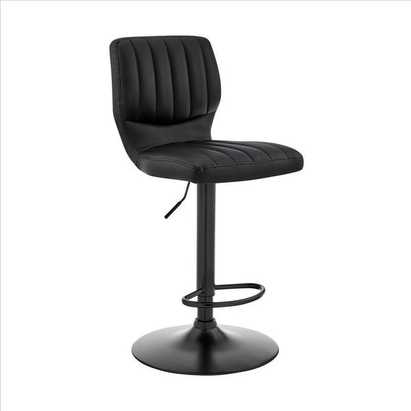 Benzara BM240739 21" Metal and Leatherette Swivel Bar Stool, Black