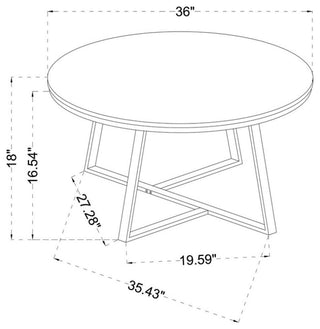 Coaster Metal Round Coffee Table in White and Matte Black