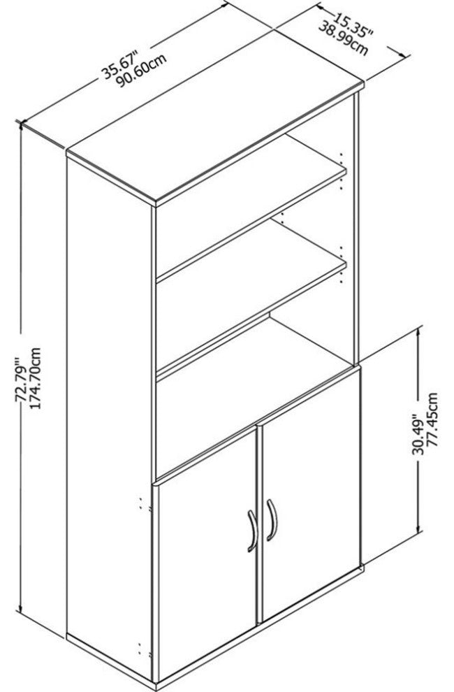 Studio C 5-Shelf Bookcase With Doors, Storm Gray