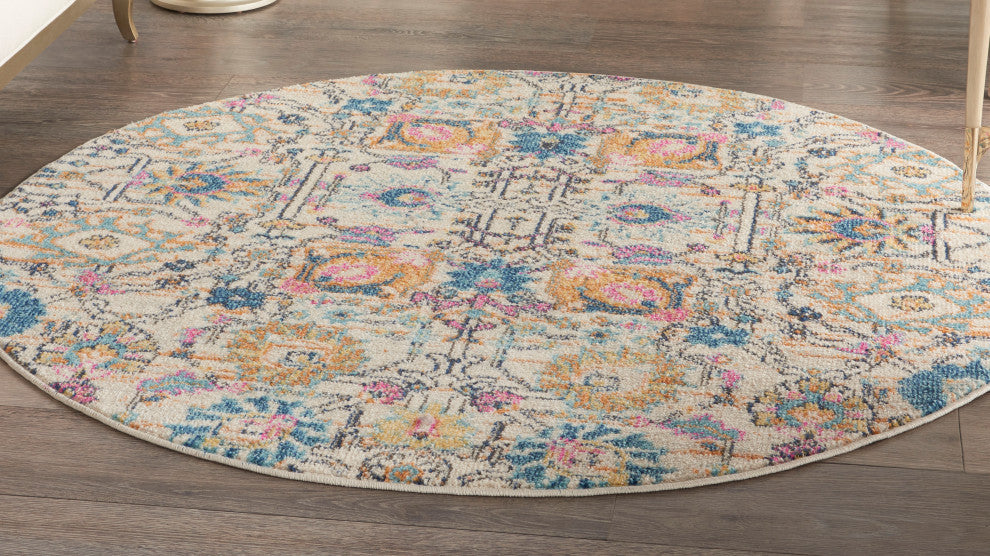Nourison Passion 5' x Round Ivory/Multi Bohemian Indoor Area Rug