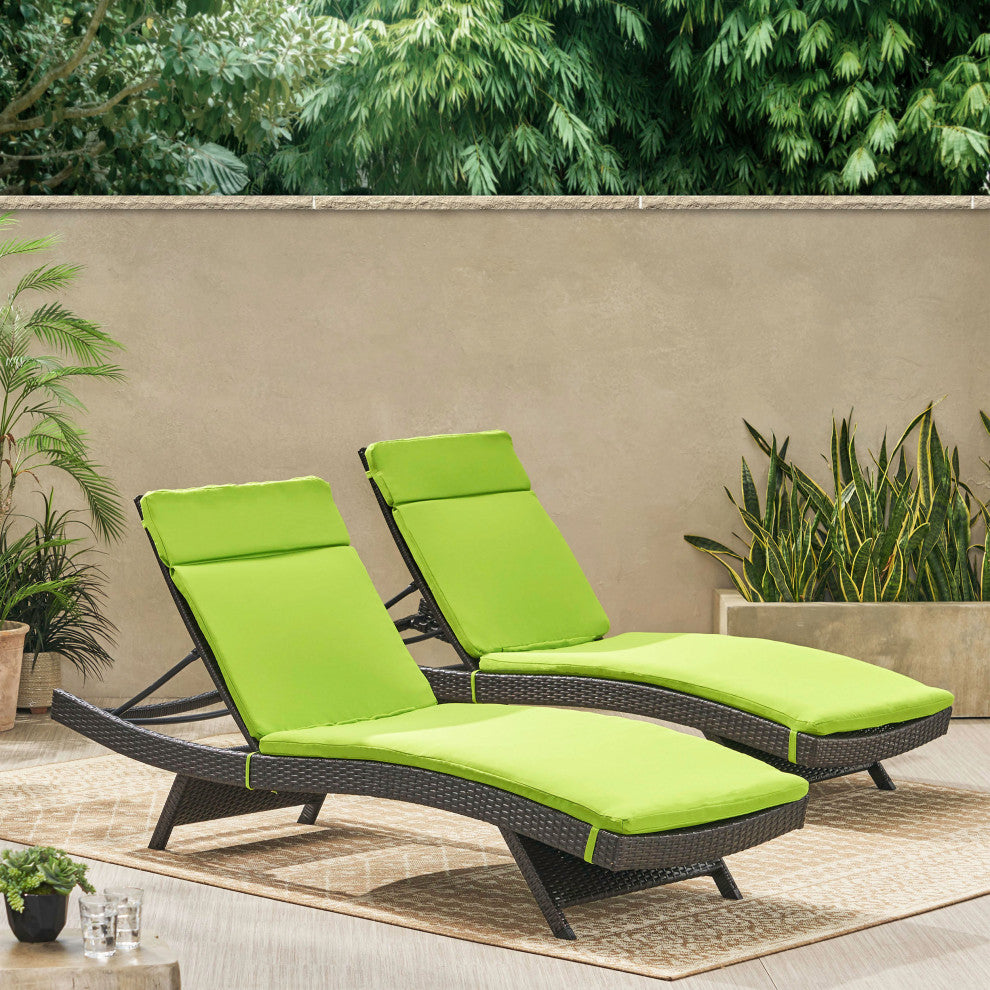 GDF Studio Albany Outdoor Chaise Lounge Cushion, Set of 2, Green