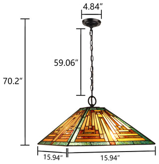 Firman Tiffany 2-Light Mission Ceiling Pendant 16" Shade