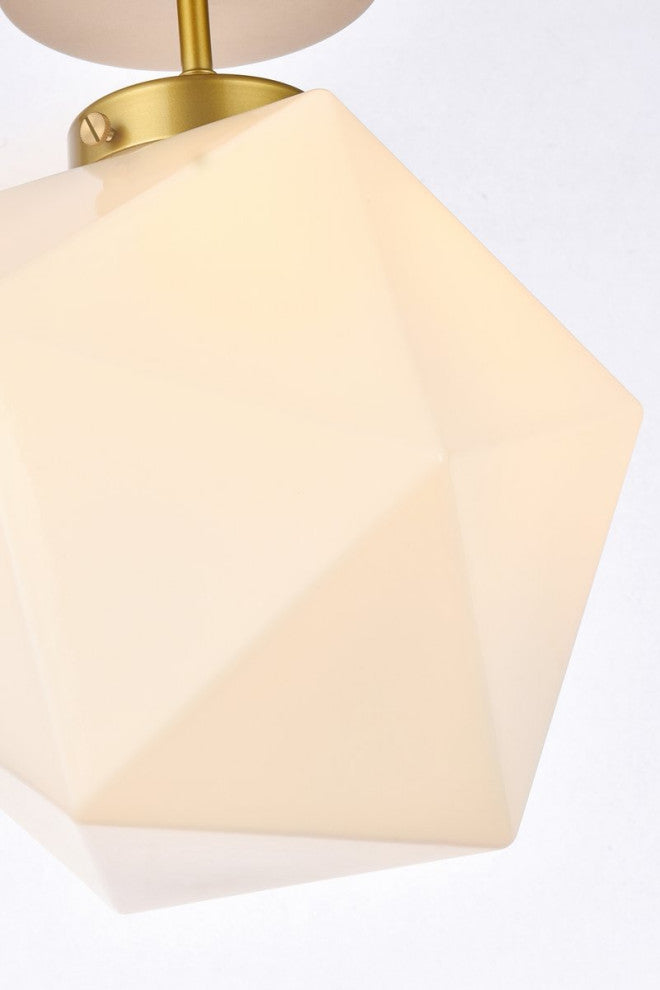 Lilah 1-Light Black and Clear Glass Flush Mount, Brass/White