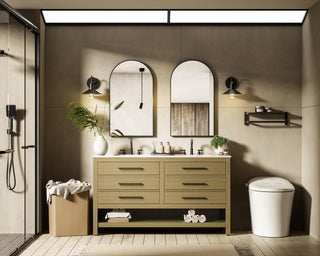 Home Living 60" Double Bathroom Vanity, Honey Brown