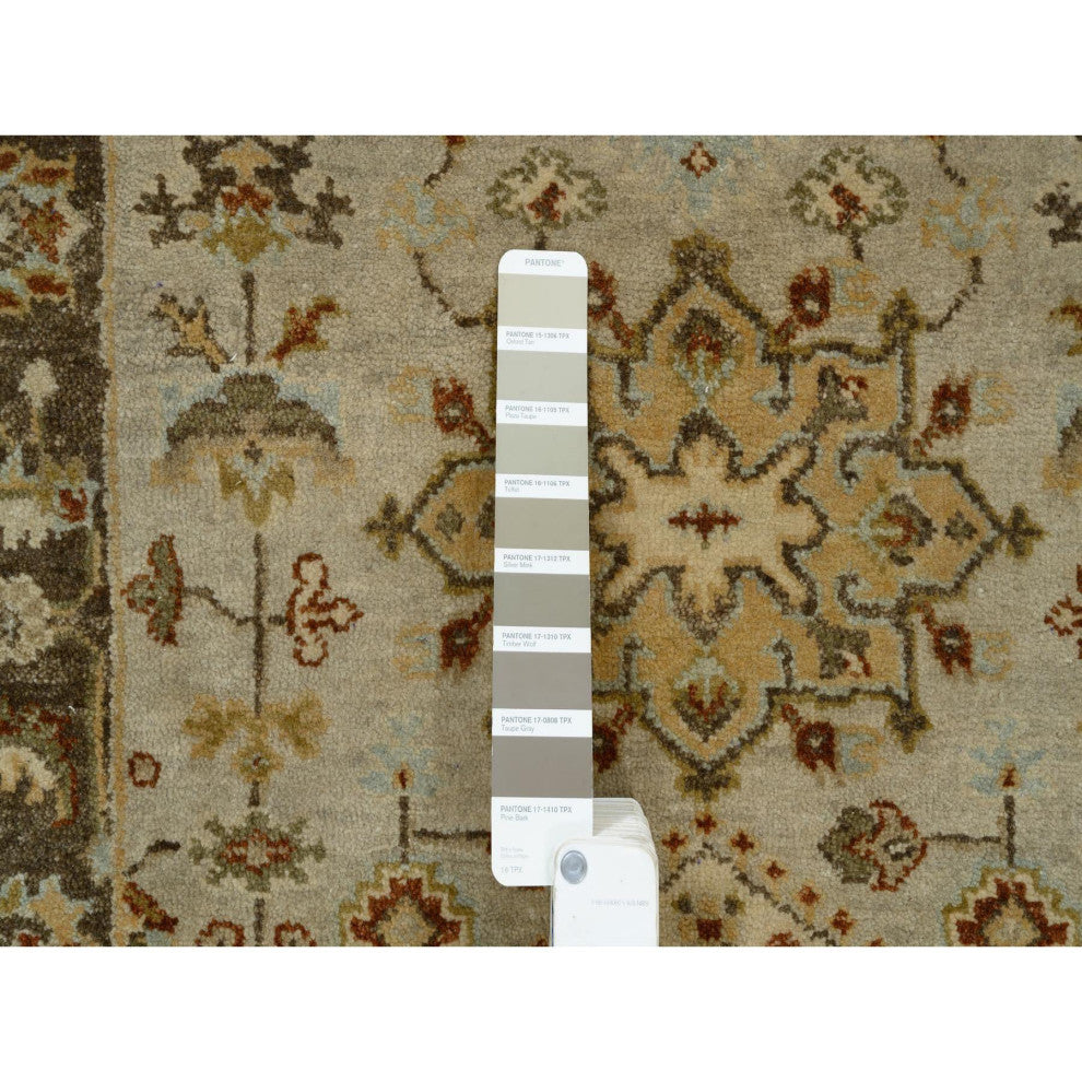Beige Karijihooz Design, Hand Knotted, Soft Wool Oriental Rug, 2'7" x 12'1"