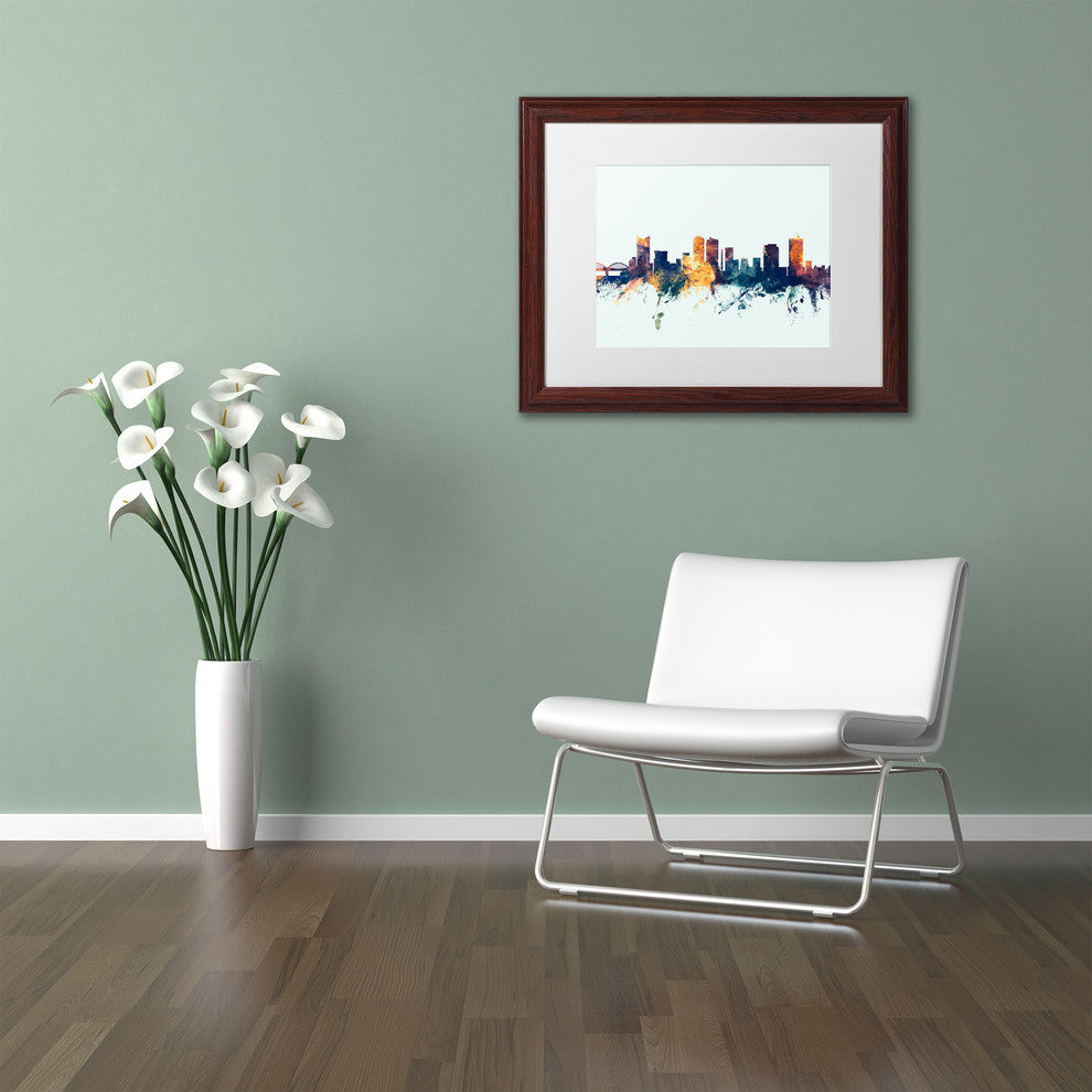 Michael Tompsett 'Fort Worth Texas Skyline Blue' Matted Framed Art, 11x14