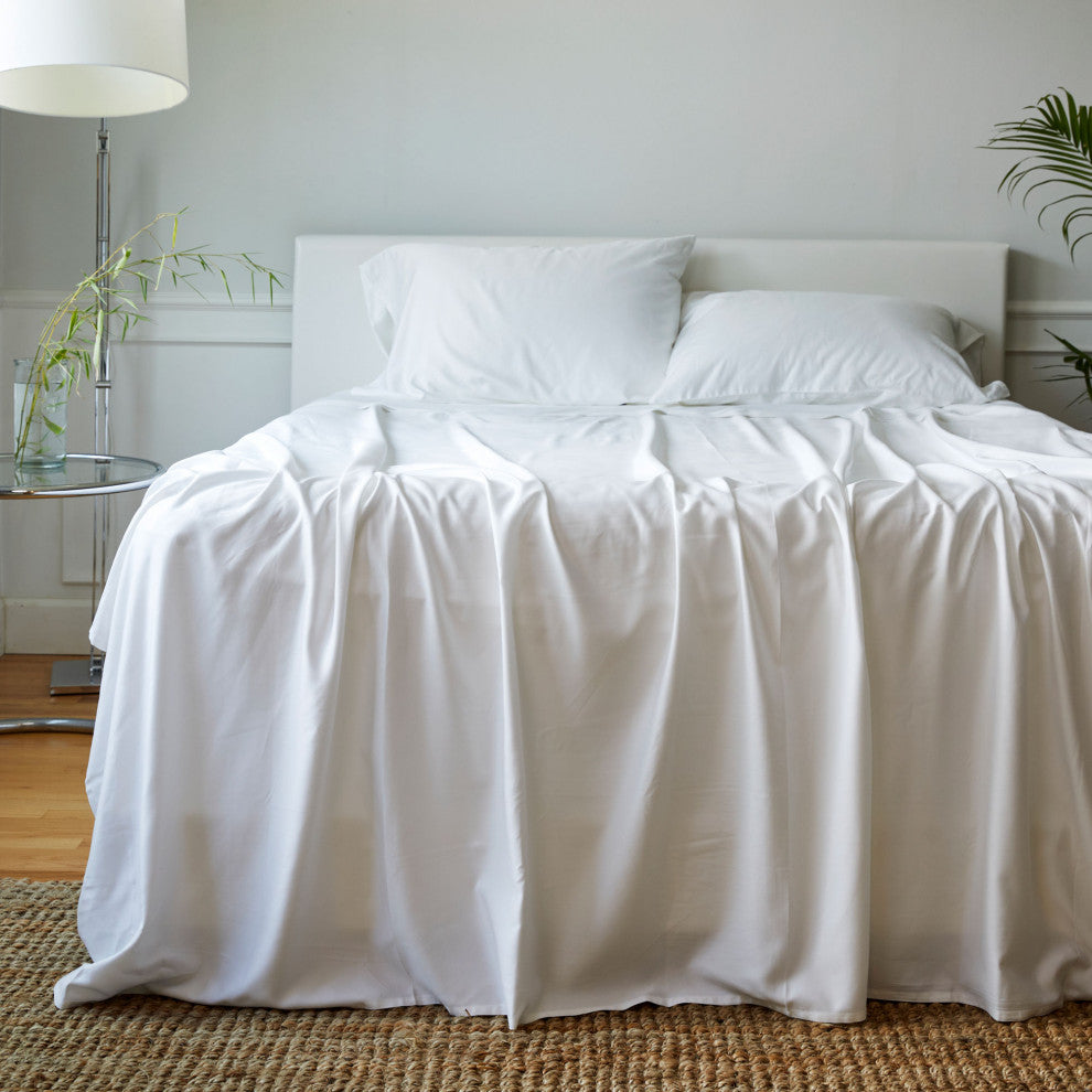 BedVoyage 100% Viscose from Bamboo Sheet Set, White, Queen