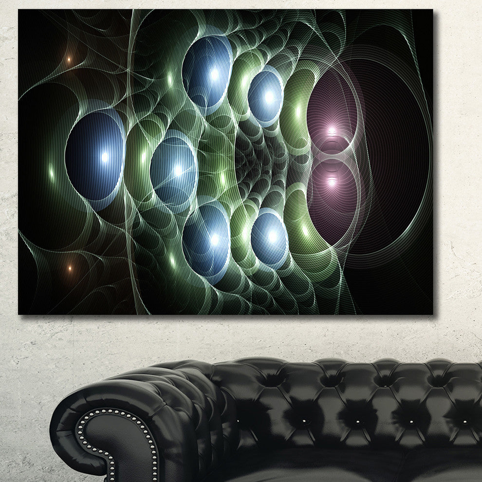 Light Blue 3D Surreal Circles, Abstract Art on Canvas, 40x30