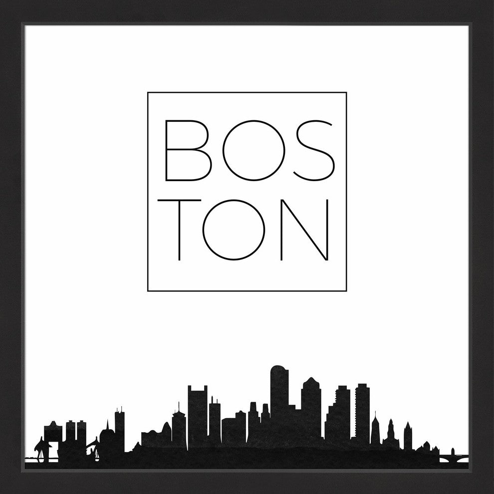 "Boston Skyline" Framed Painting Print, 32x32