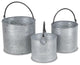 Textured Metal Garden Buckets, Set of 3