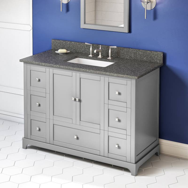 Addington Modern 48" Grey Vanity, Boulder Cultured Marble Vanity Top