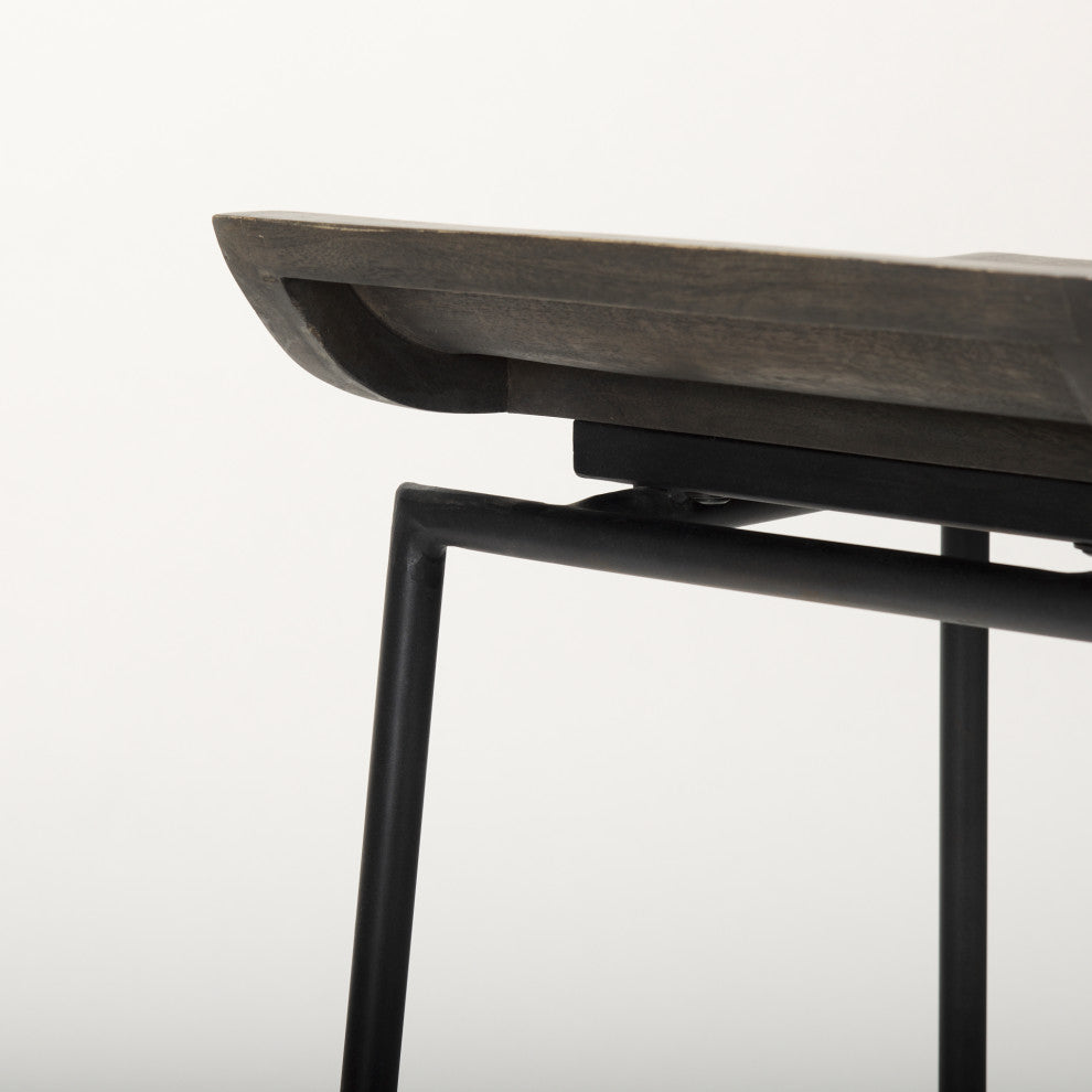 Givens Black Solid Wood Seat with Black Metal Frame Counter Stool
