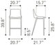 Counter Stool Chair, Set of 2, Faux Vinyl Leather, Steel, Gray, Black