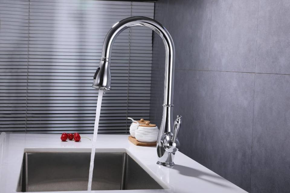 Vanity Art Pull Out Kitchen Faucet, Chrome