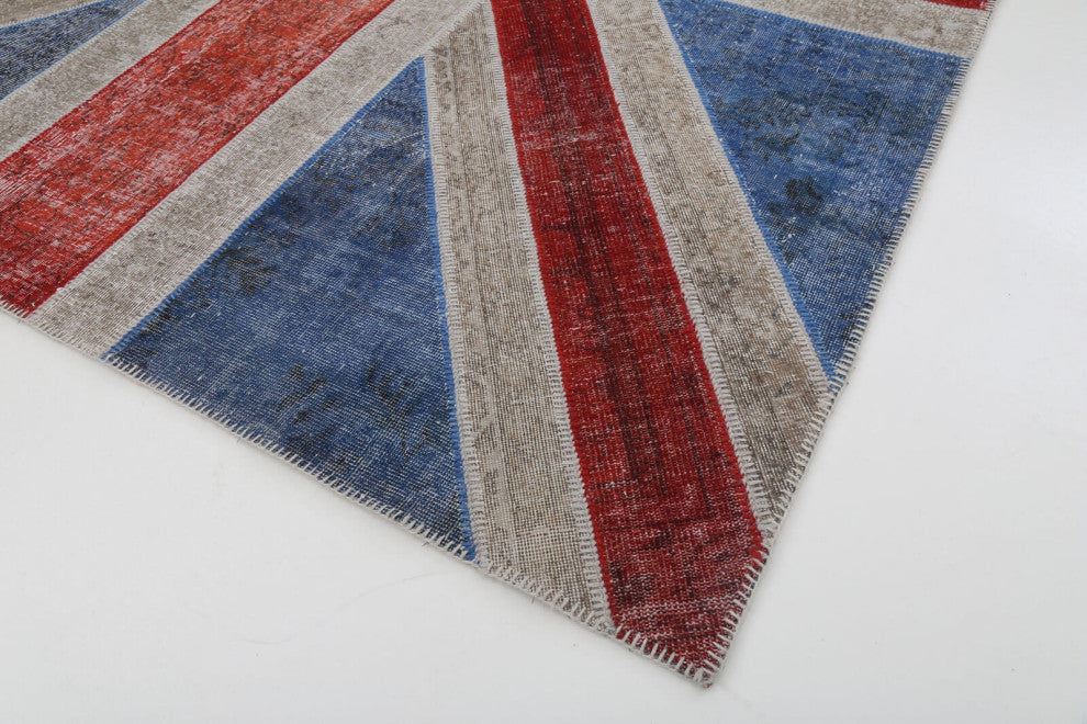 Rug N Carpet - Hand-knotted Anatolian 8' 2'' x 10' 2'' Flag Patchwork Rug